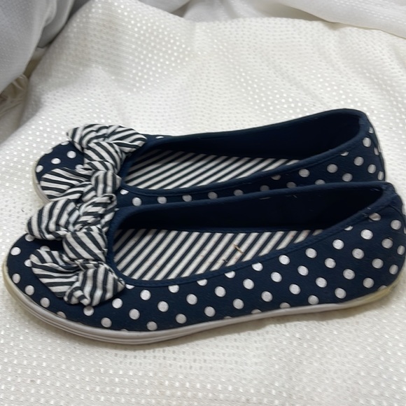 Union Bay Black Polka Dot Shoes Fabric Bow & Shoe Size 8.5 - Picture 6 of 8